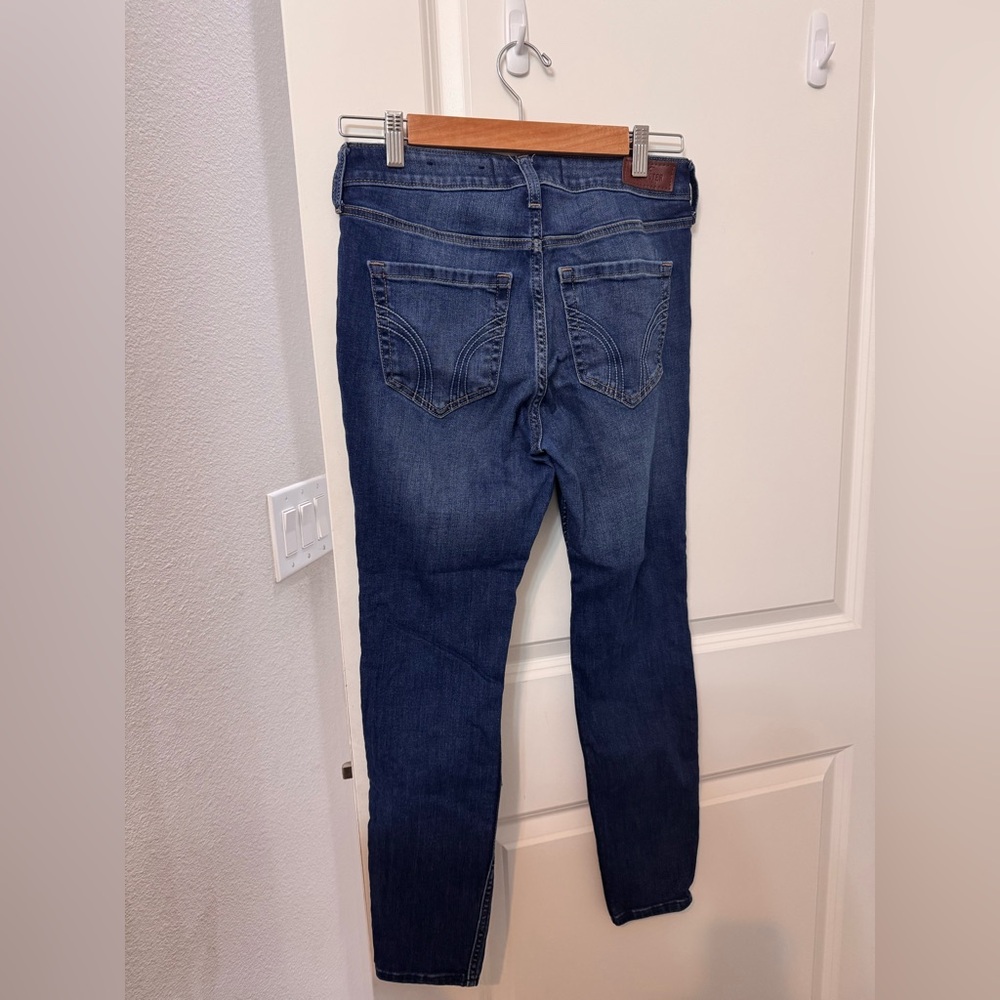 Hollister Dark Blue Distressed High Rise Super Skinny Jeans - Picture 2 of 3